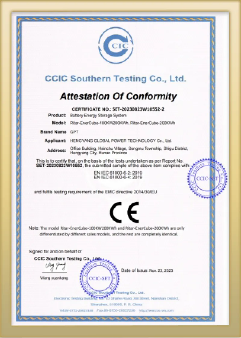 CCIC Attestation of Conformity EMC Directive
